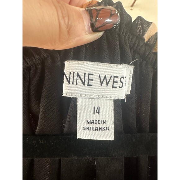 Nine West Tropical Floral Leaves Side Front Slit On Off Shoulder Maxi Dress 14 - Picture 6 of 6